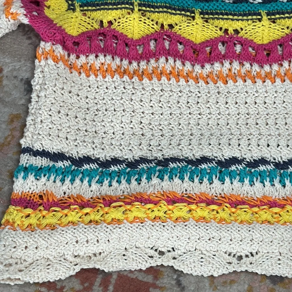 Zara Multi Color Cream Crotched Cropped‎ Cap Sleeve Top - medium - Picture 11 of 17